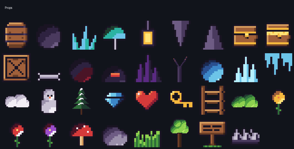 35 props for levels and collectibles